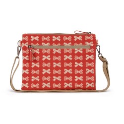 Τσαντάκι Αλλαγής Mum On The Run Cream Bows On Red Pink Lining