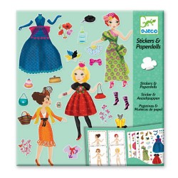 Djeco Ντύνω με αυτοκόλλητα γυναίκες με φορέματα σε κάρτες